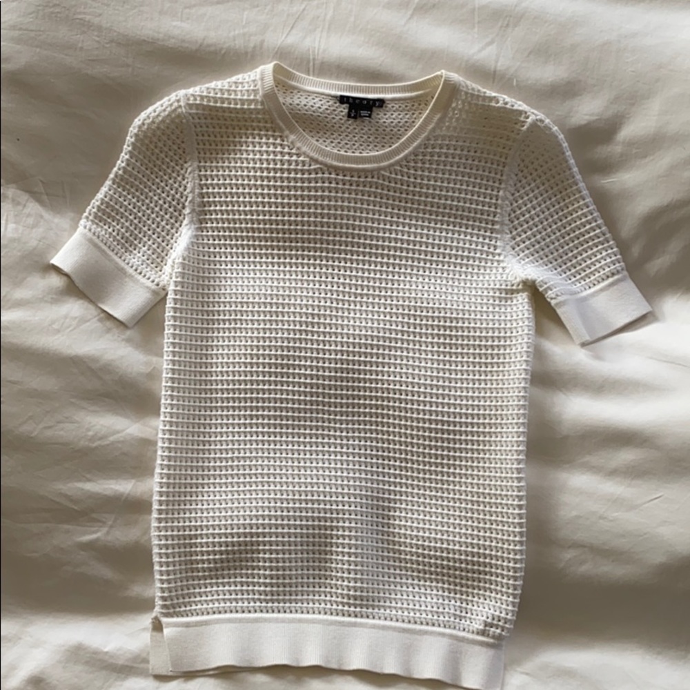 Theory White Mesh Top Sz S/P